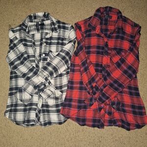 GAP Women's Plaid Button-Up Shirt - Red & Black / Black & White